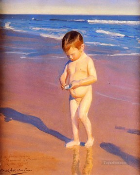 Recogiendo conchas en la playa Impresionismo infantil Pinturas al óleo